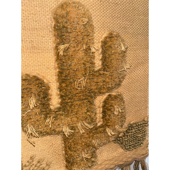 Vintage Southwestern Cactus Woven Wall Hanging Tapestry Tassels 1988 ICA - Picture 5 of 9